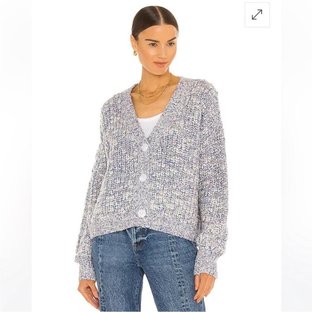 Pistola Lorena purple white confetti wool alpaca blend button cardigan Small